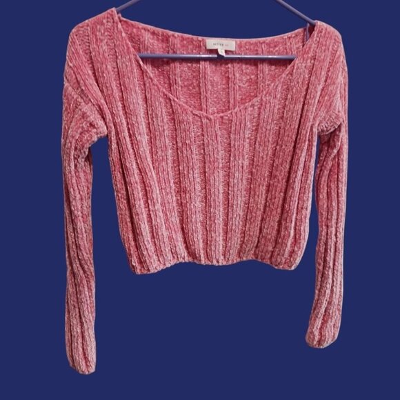 Better Be Womens Long Sleeve crop  Sweater Size Small Color Pink - Picture 1 of 6